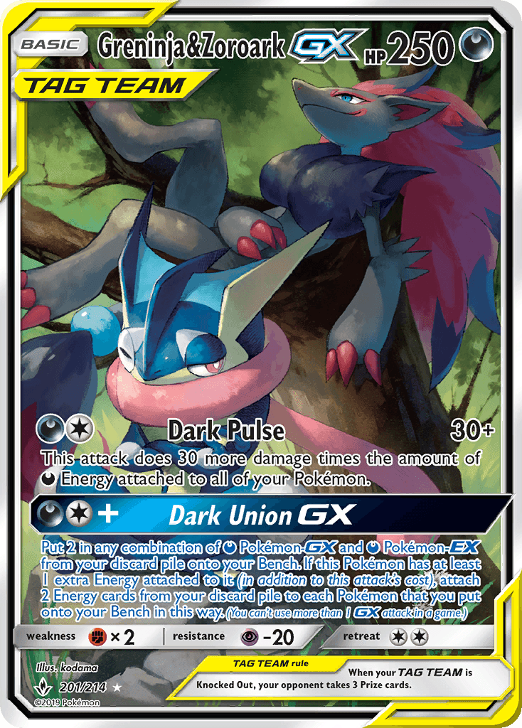 Greninja & Zoroark-GX — Unbroken Bonds 201