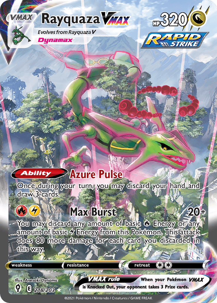 Rayquaza VMAX (Alternate Art) — Evolving Skies 218/203